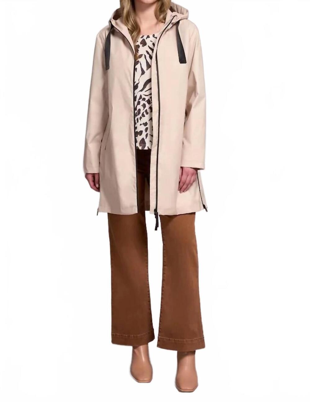 NEW TRIBAL water repellent zip-front rain coat in sandstone